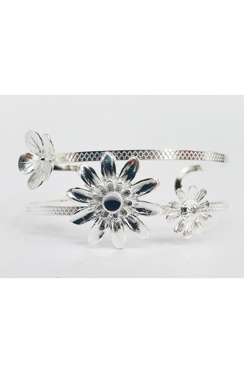 bracelet double fil Flower cabochon 4 mm
