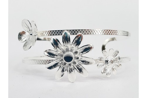 bracelet double fil Flower cabochon 4 mm