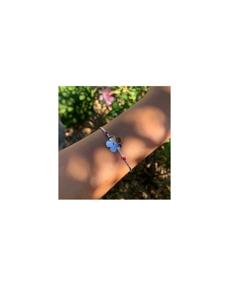 bracelet jonc fin bouton d'or 2 cabochons 3 mm