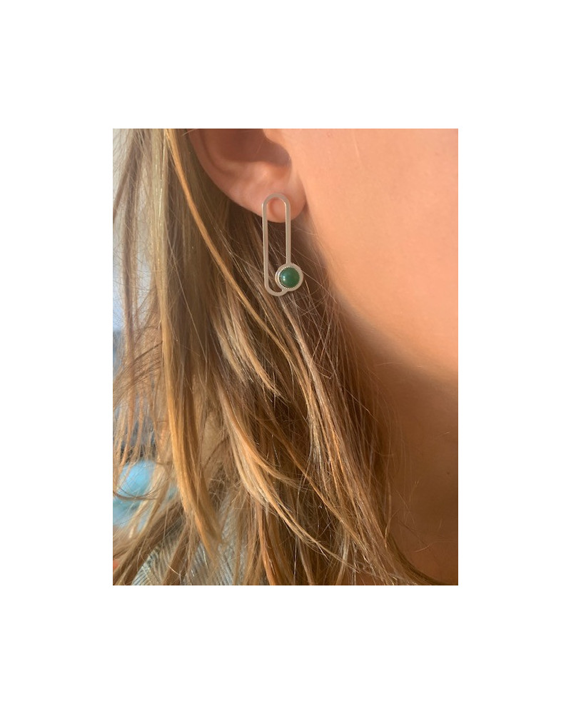 Clou d'oreille SIX avec cabochon rond 6 mm