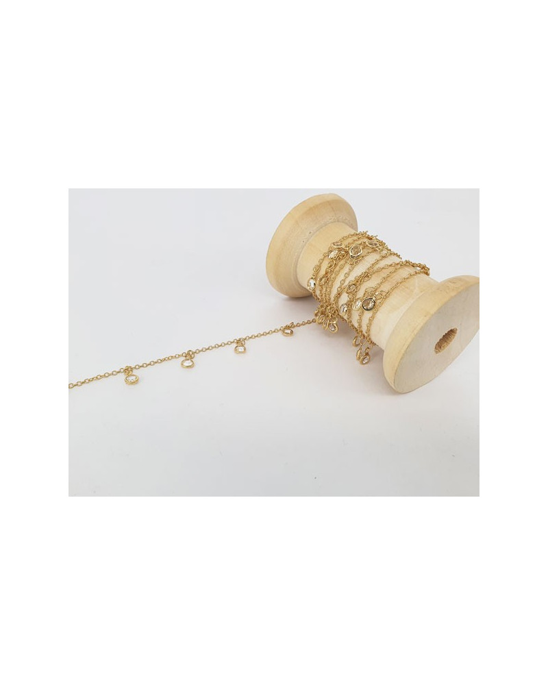 Chaine bohème dorée avec pampilles diamantées