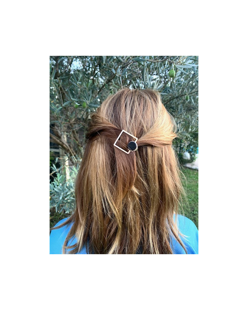 barrette carrée avec cabochon 16 mm