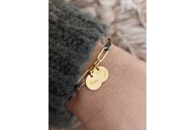 mini pampille "love" dorée diamètre 9 mm
