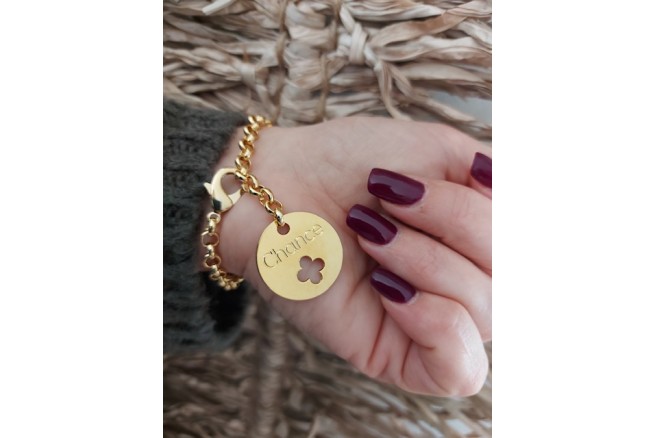 Médaille "chance" dorée diamètre 26 mm
