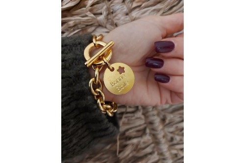 Médaille "bonne étoile" dorée diamètre 26 mm