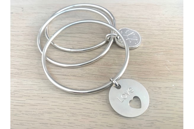 Médaille cœur "Love" diamètre 26 mm