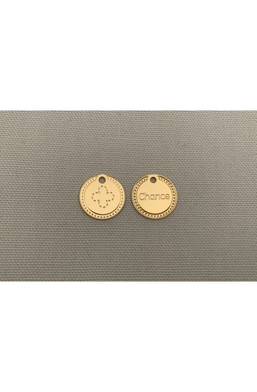 médaille "Chance" dorée diamètre 17 mm