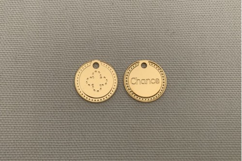 médaille "Chance" dorée diamètre 17 mm