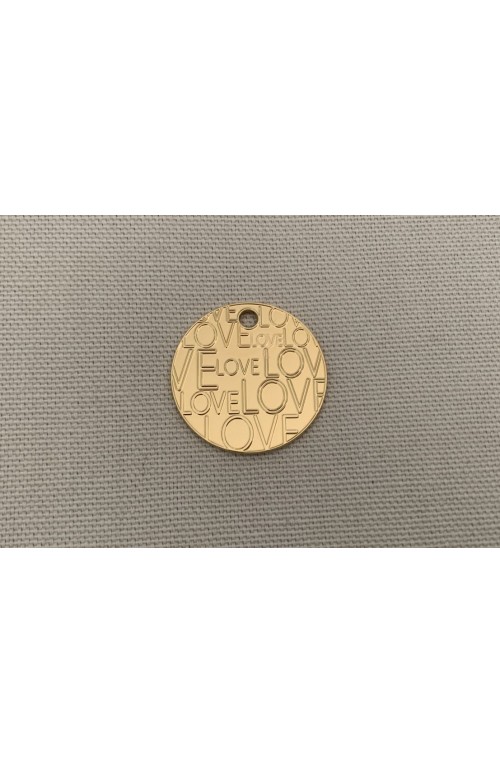 Médaille inscriptions "love" dorée diamètre 26 mm