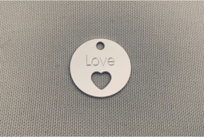 Médaille cœur "Love" diamètre 26 mm