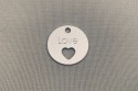 Médaille cœur percé avec inscription "Love" diamètre 26 mm