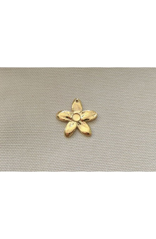 pendentif fleur de tiaré doré avec cabochon 4 mm