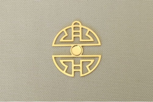 pendentif aztèque doré avec cabochon rond 6 mm