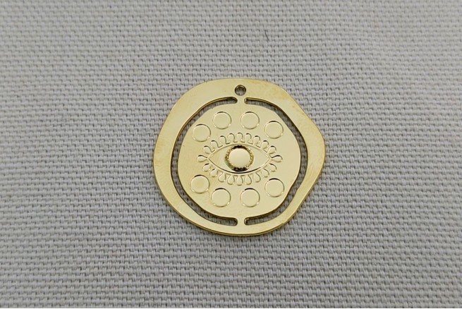 pendentif oeil grec doré avec cabochon 3 mm