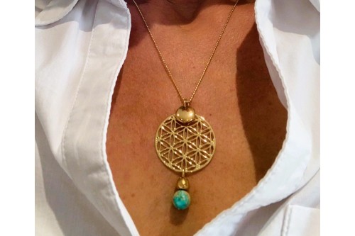 Pendentif Fleur de Vie dorée
