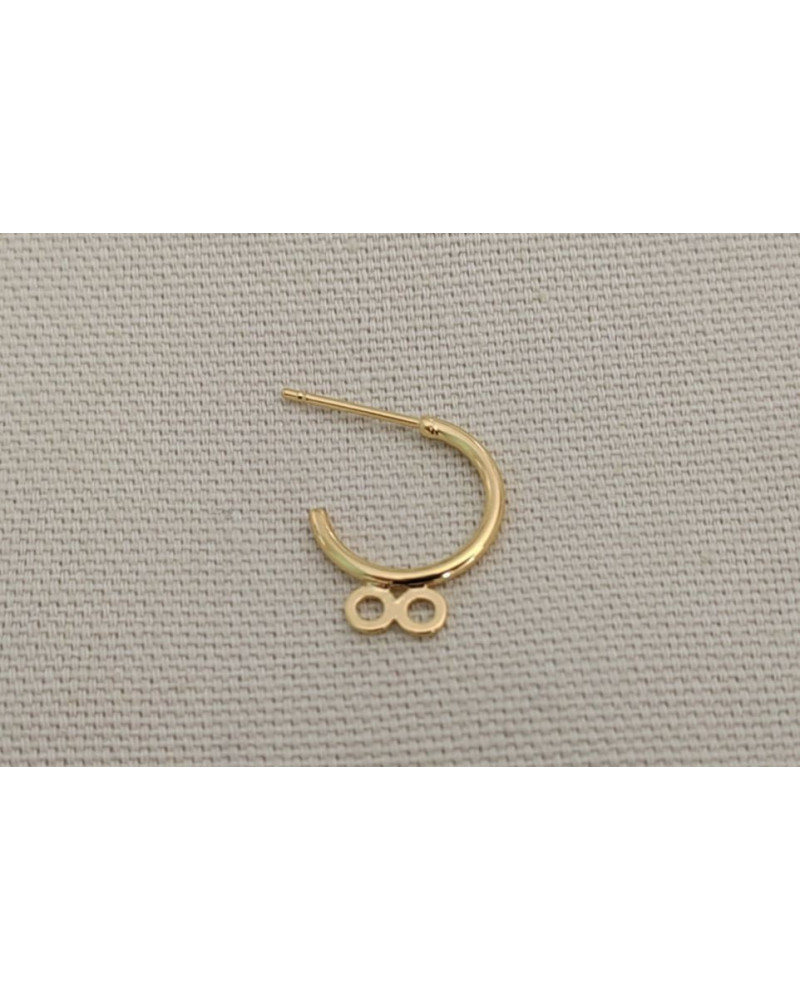Clou d'oreille créole dorée 2 attaches