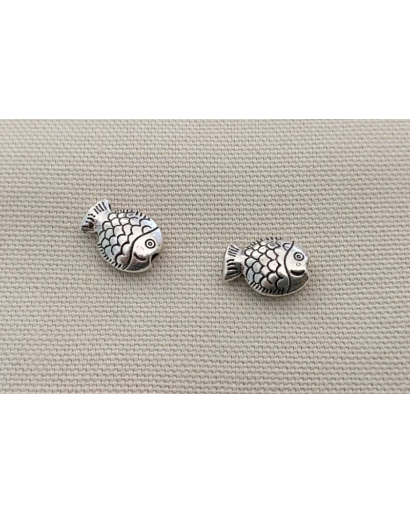 Perle insert poisson argent antique