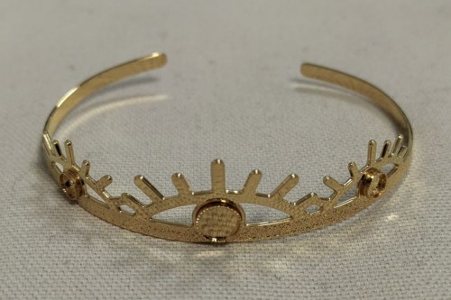 Bracelet jonc yeux grecs dorés à customiser avec cabochons