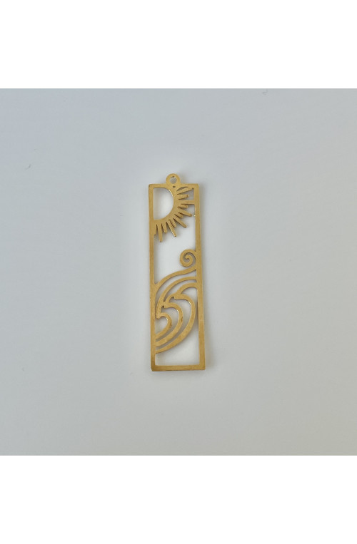 Pendentif rectangle entre ciel et mer finition:Dore or fin 24 carats