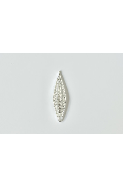 Pendentif feuille avec motif doré finition:Plaque argent 10 microns