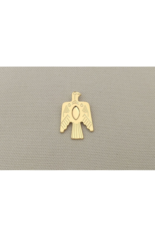 Pendentif falco aigle amérindien pour cabochon navette 8x4 mm finition:Dore or fin 24 carats