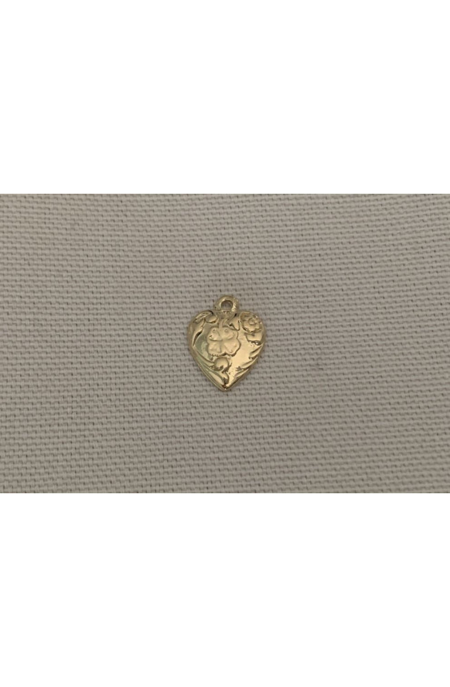 Breloque coeur trefle finition:Dore or fin 24 carats