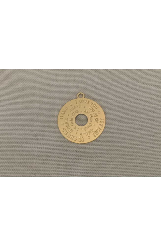 Pendentif donut amour finition:Dore or fin 24 carats