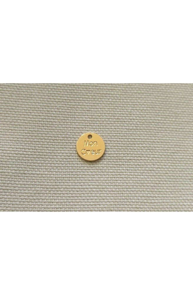 Mini pampille "mon coeur" diamètre 9 mm finition:Argent 10 microns