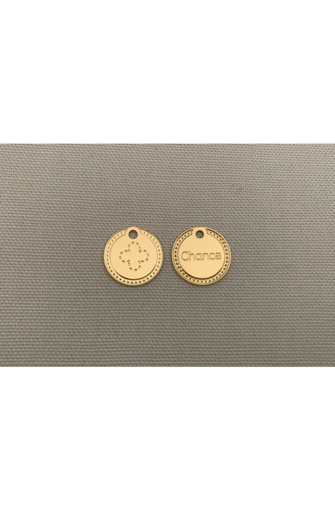 Médaille "chance"  diamètre 17 mm finition:Dore or fin 24 carats