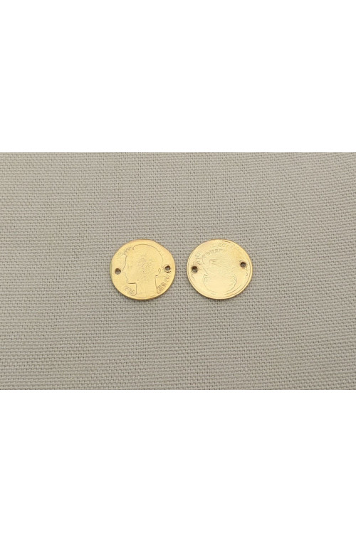 Piece de monnaie connecteur finition:Dore or fin 24 carats