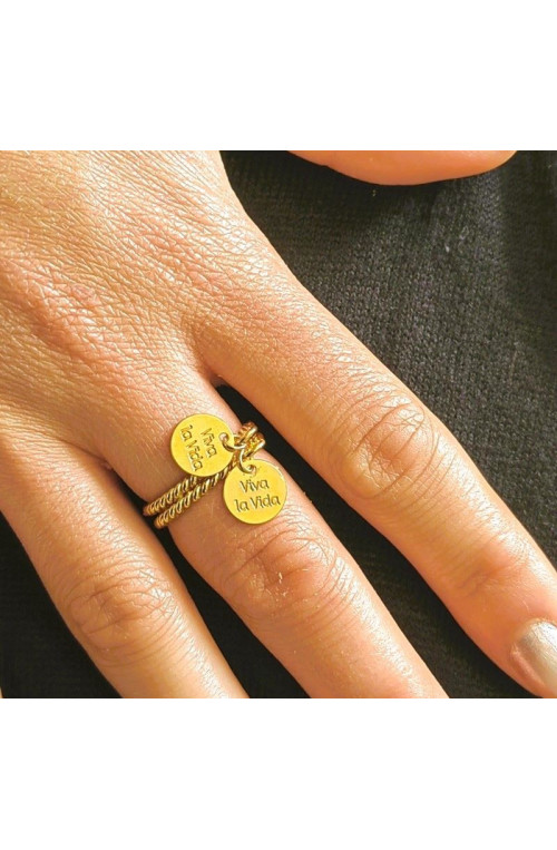 Mini pampille "viva la vida" diamètre 9 mm finition:Dore or fin 24 carats