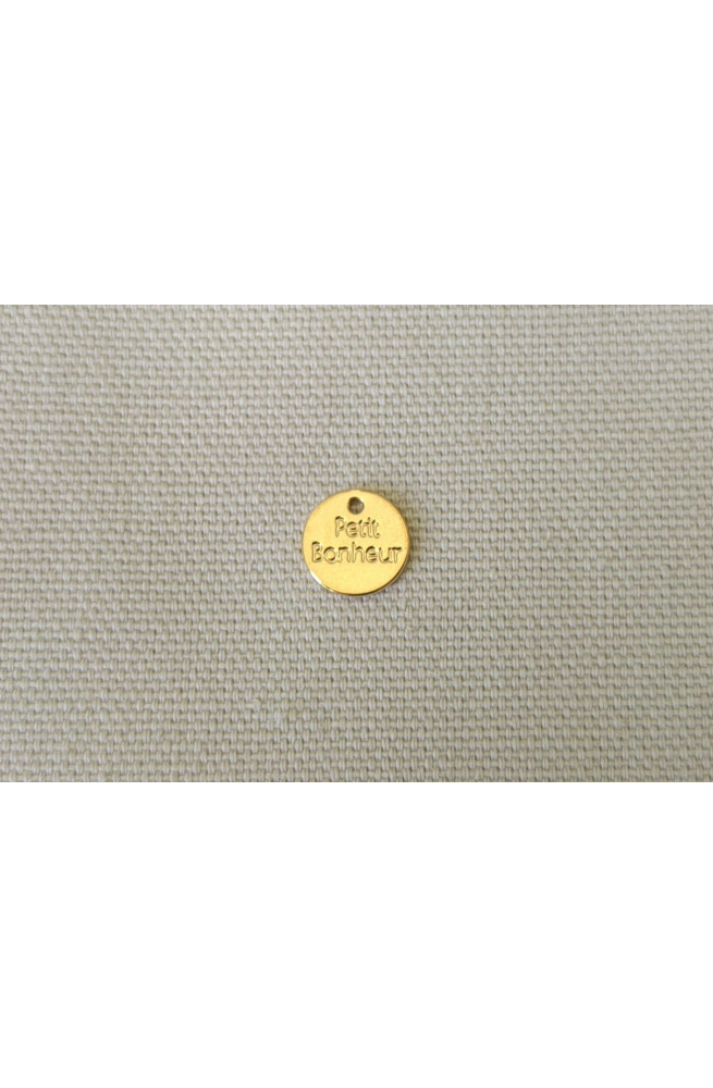 Pampille "petit bonheur" diamètre 9 mm finition:Dore or fin 24 carats