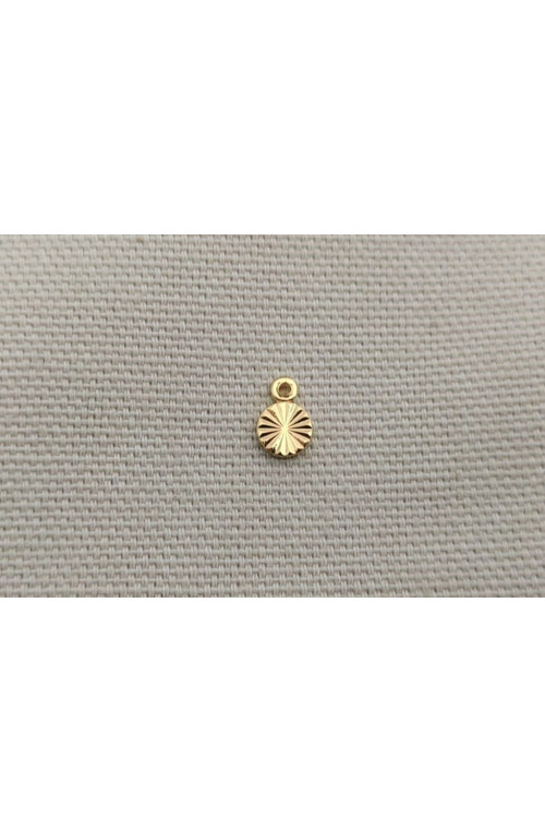 Breloque ronde éclats diamètre 5 mm finition:Dore or fin 24 carats