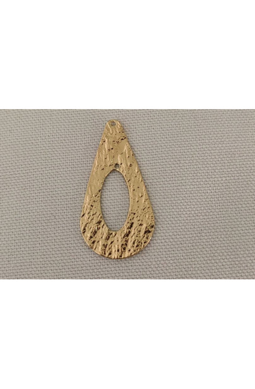 Pendentif goutte martelée ajourée avec double perçage finition:vernis anti oxydation spécial bijouterie