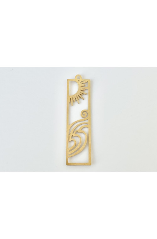 Pendentif rectangle entre ciel et mer finition:Dore or fin 24 carats