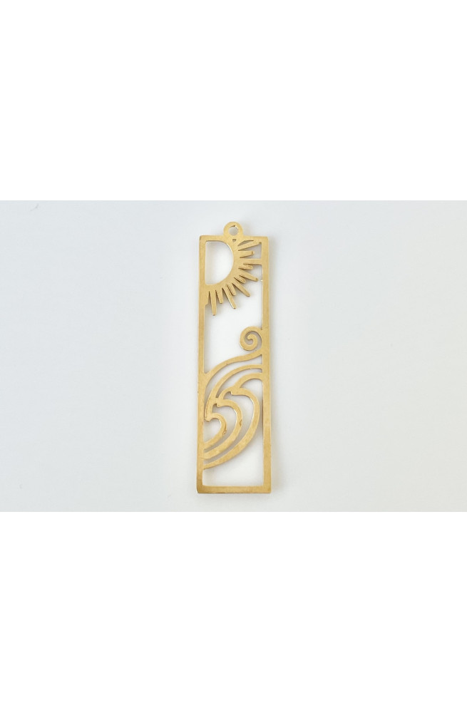 Pendentif rectangle entre ciel et mer finition:Dore or fin 24 carats