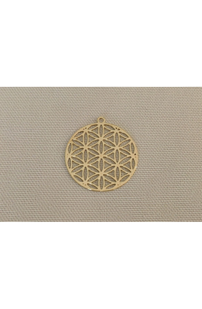 Pendentif fleur de vie finition:Dore or fin 24 carats