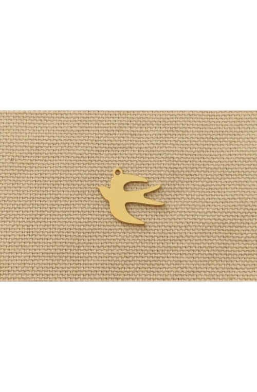Breloque hirondelle finition:Dore or fin 24 carats