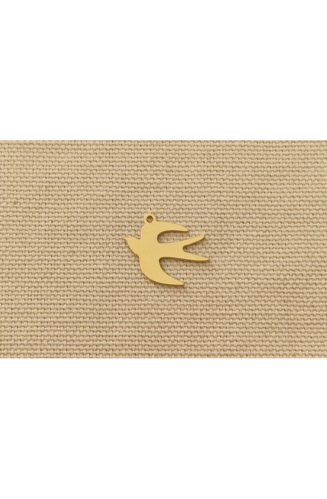 Breloque hirondelle finition:Dore or fin 24 carats