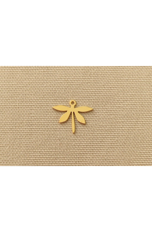 Breloque libellule finition:Doré or fin 24 carats cataphorèse 