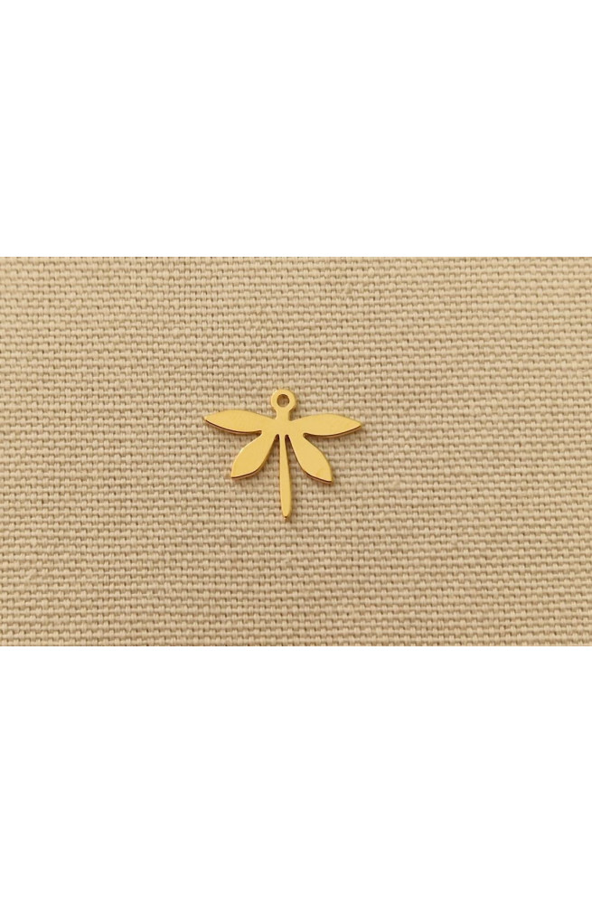 Breloque libellule finition:Doré or fin 24 carats cataphorèse 