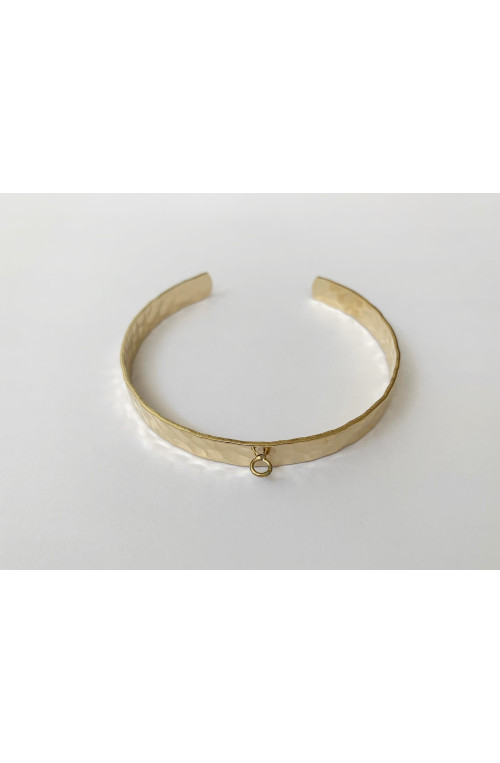 Jonc anneau martelé 6 mm finition:Doré or fin 24 carats cataphorèse 