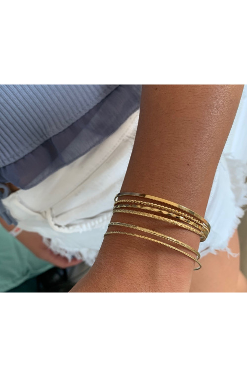 Bracelet jonc fin n°3 à assembler finition:Dore or fin 24 carats