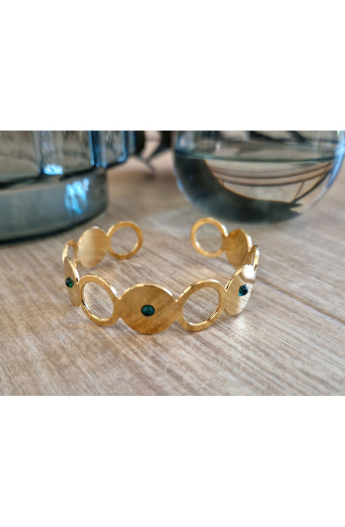 Jonc kate à customiser avec 3 cabochons 3 mm finition:Dore or fin 24 carats