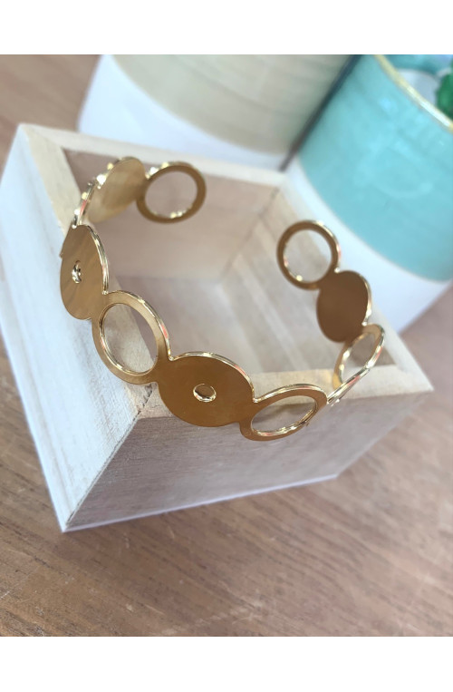 Jonc kate à customiser avec 3 cabochons 3 mm finition:Dore or fin 24 carats