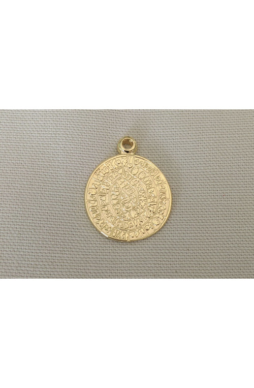 Calendrier aztèque pendentif grand modèle finition:Dore or fin 24 carats