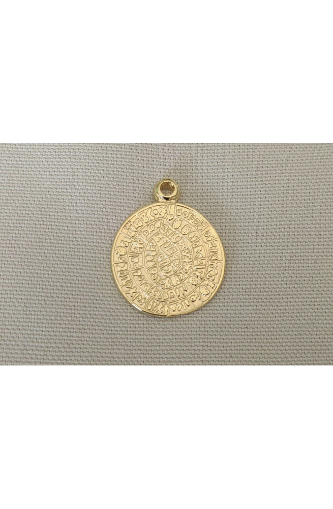 Calendrier aztèque pendentif grand modèle finition:Dore or fin 24 carats