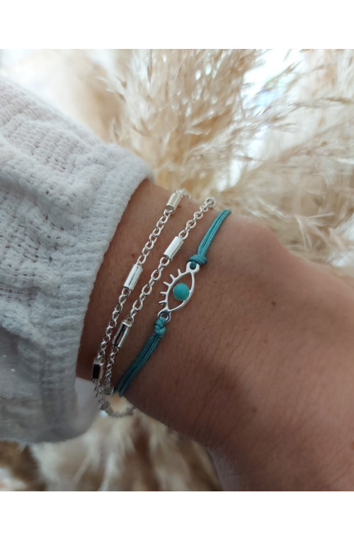 Connecteur oeil grec doré avec cabochon 3 mm finition:Argent 10 microns