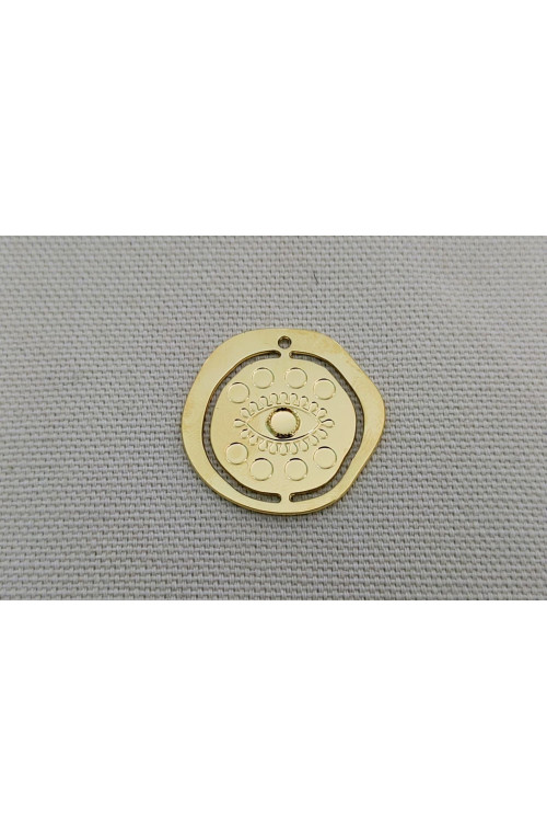 Pendentif oeil grec avec cabochon 3 mm finition:Dore or fin 24 carats
