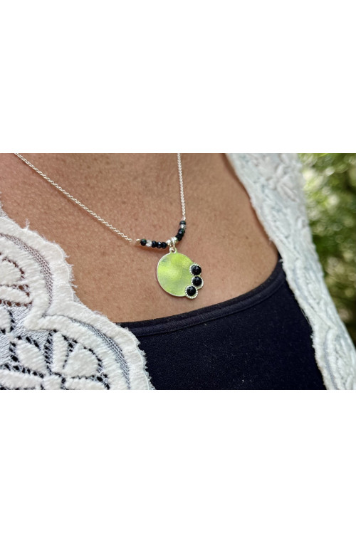 Pendentif cabochon marina doré finition:Argent 10 microns